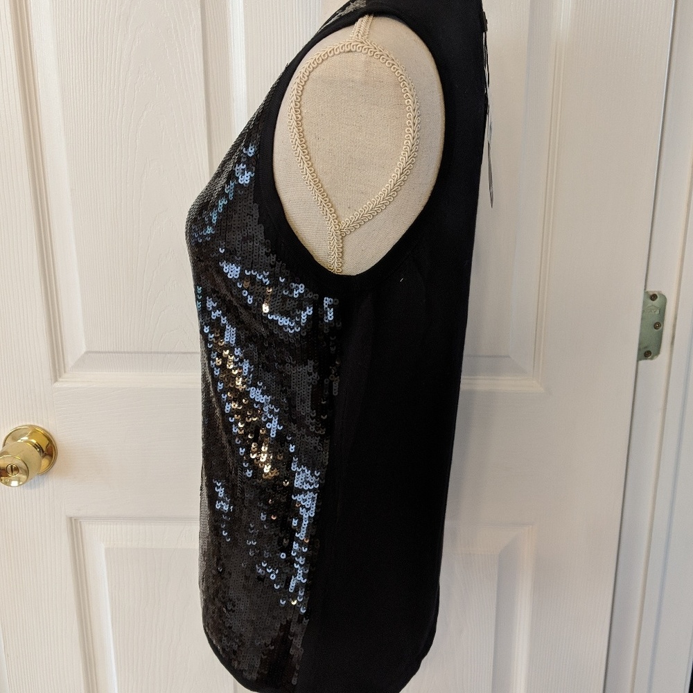 Cyrus Black Sequined Tank Top - Picture 5 of 5
